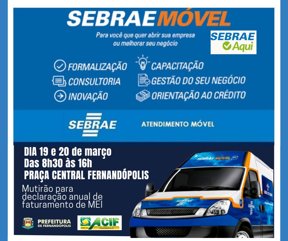 Fernandópolis recebe Sebrae Móvel nesta terça e quarta