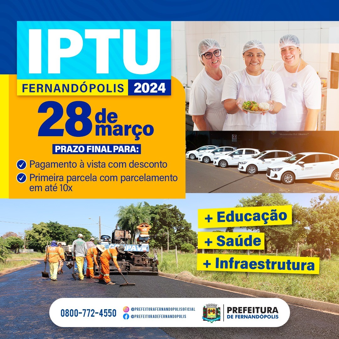 Primeira parcela ou cota única do IPTU vencem na próxima quinta, 28