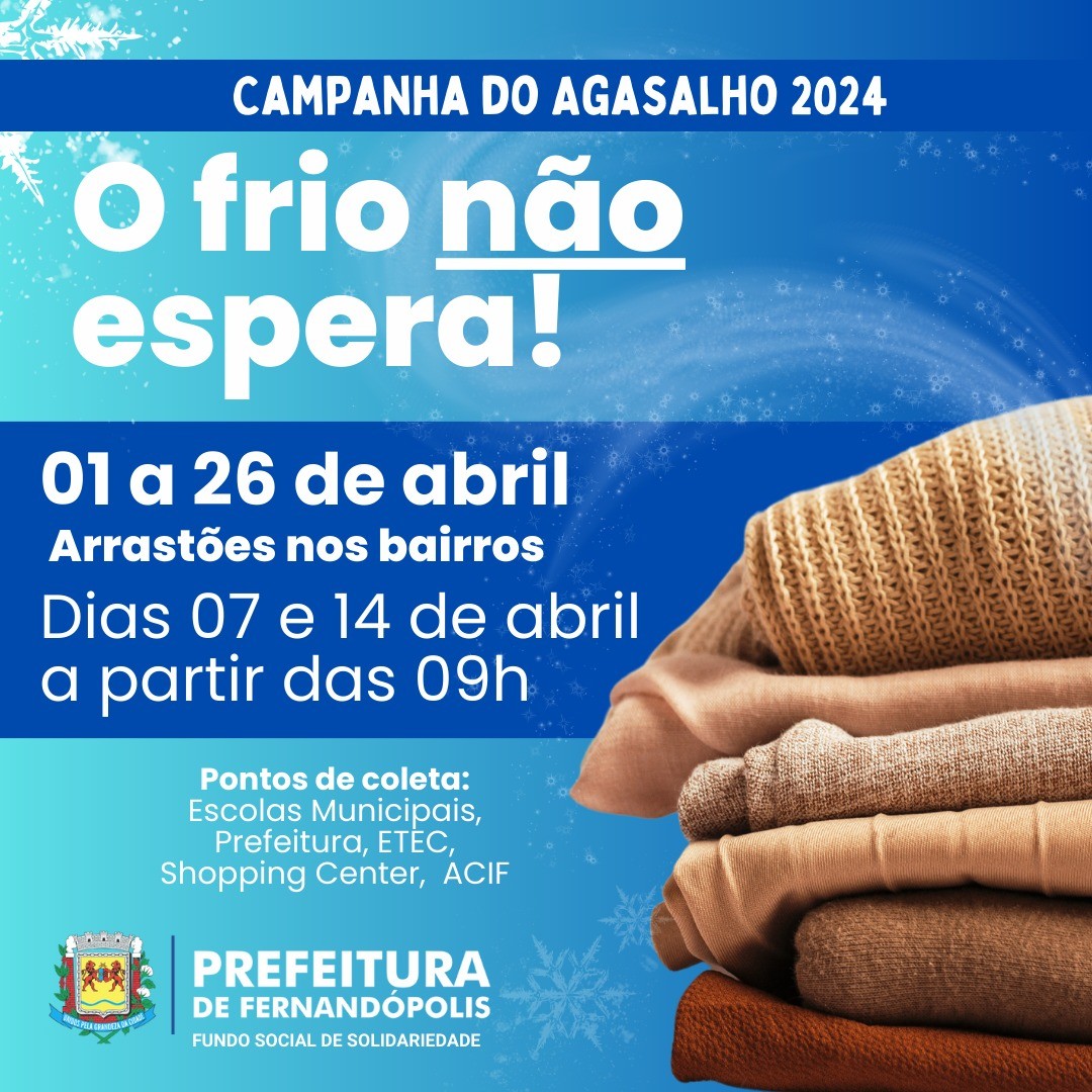 Campanha do agasalho começa dia 01 de abril