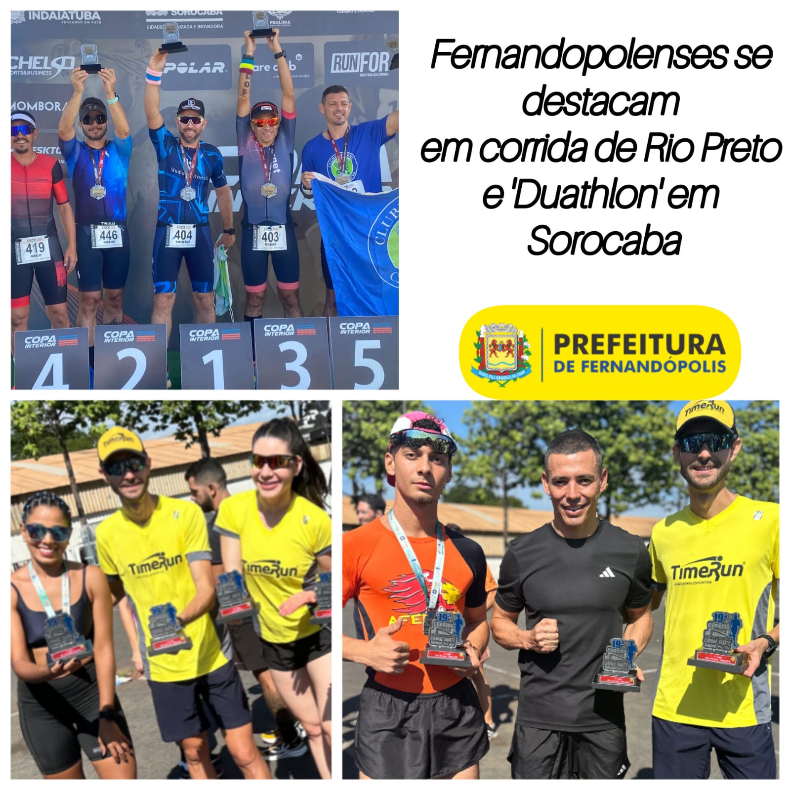 Fernandopolenses se destacam em corrida de Rio Preto e ‘Duathlon’ em Sorocaba