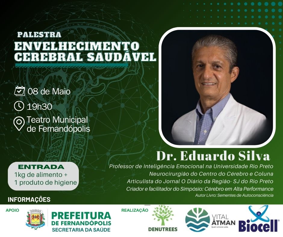 Palestra ‘Envelhecimento Cerebral Saudável’ acontece na próxima quarta, 08, em Fernandópolis