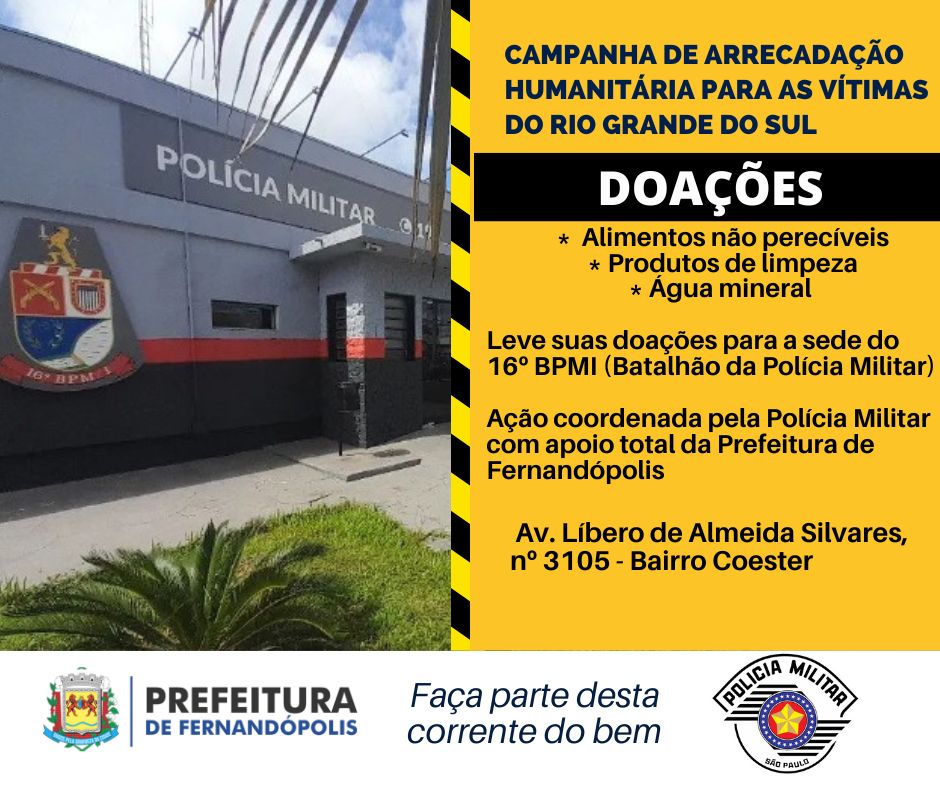 Polícia Militar coordena arrecadação para vítimas da tragédia no Rio Grande do Sul
