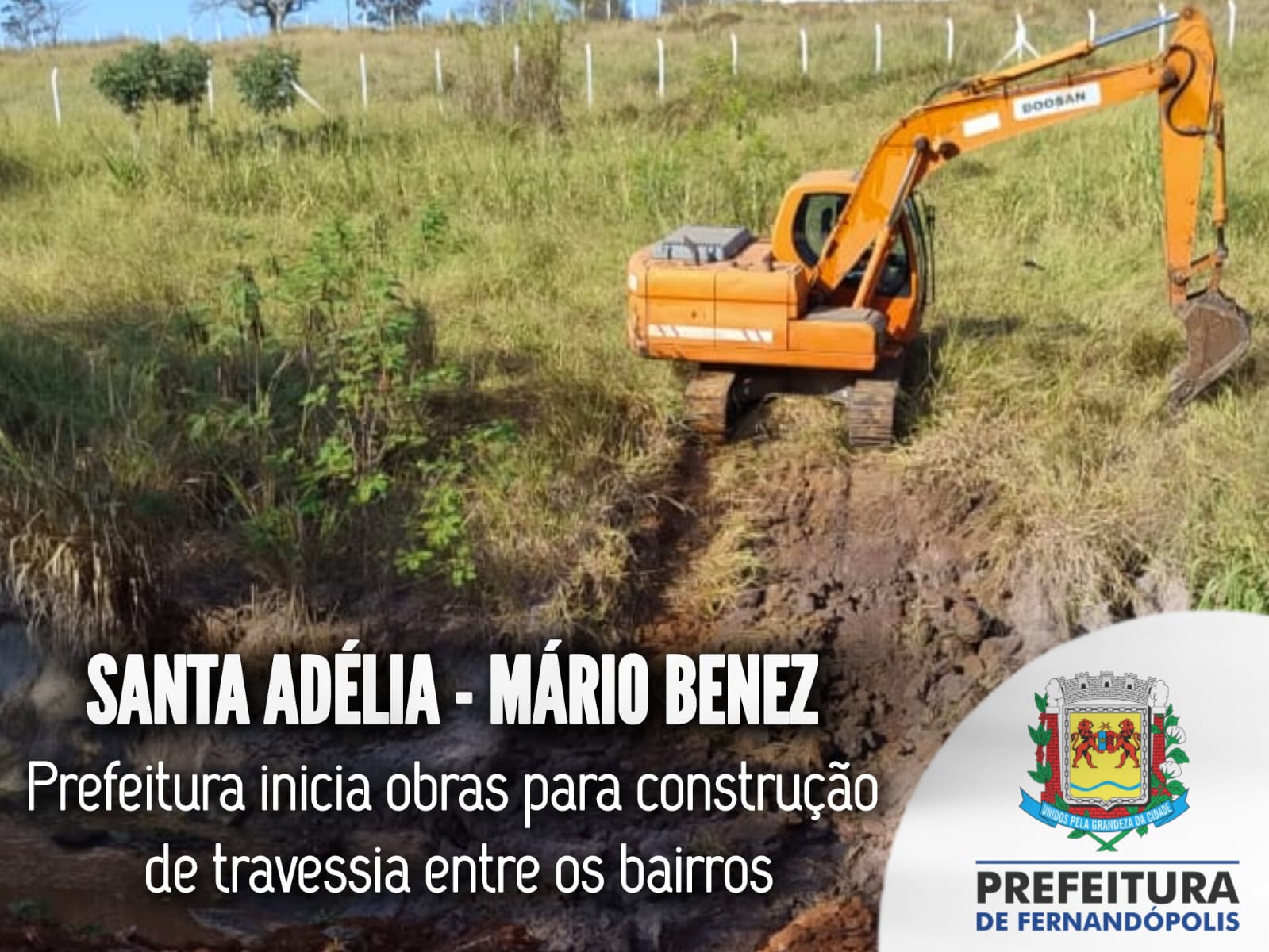 Prefeitura inicia obras para construção de travessia entre os bairros Santa Adélia e Benez