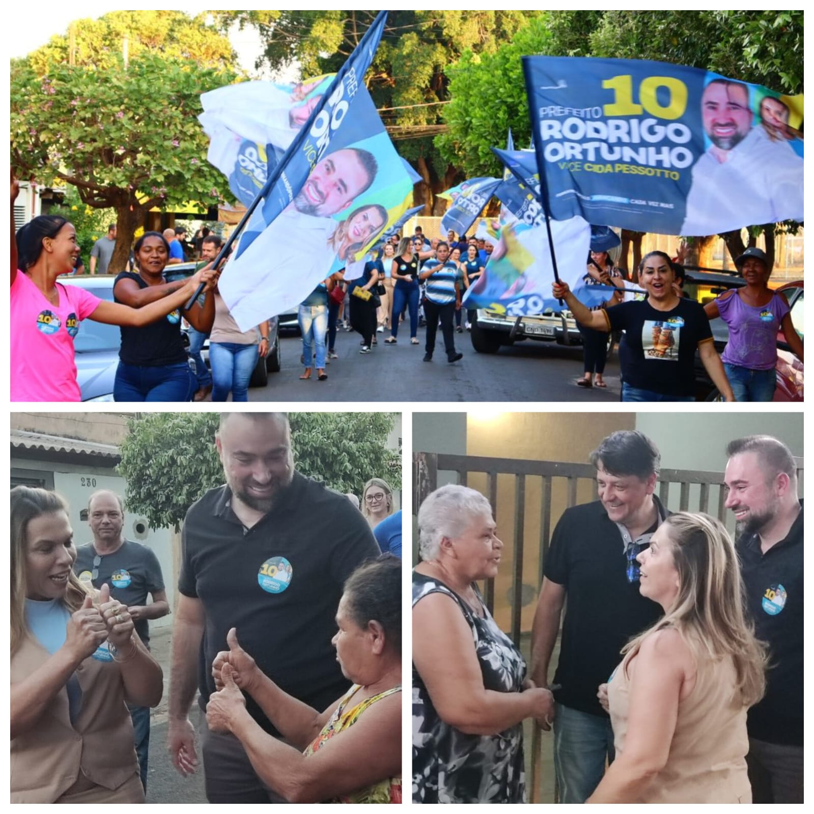 Ao lado de apoiadores, Rodrigo e Cida iniciam caminhadas pelos bairros de Fernandópolis