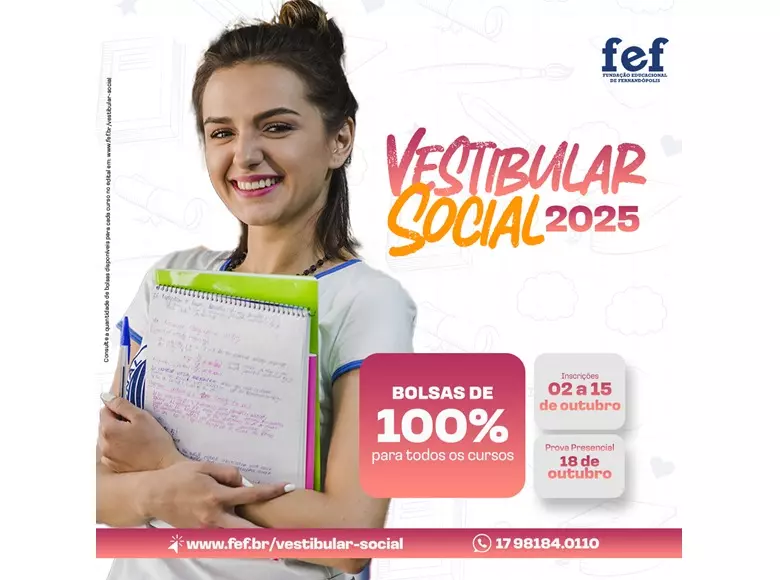 FEF lança Vestibular Social com bolsas integrais para todos os cursos de graduação