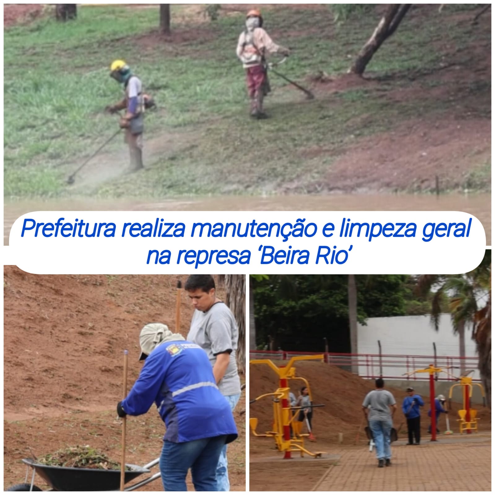 Prefeitura realiza manutenção e limpeza geral na represa ‘Beira Rio’
