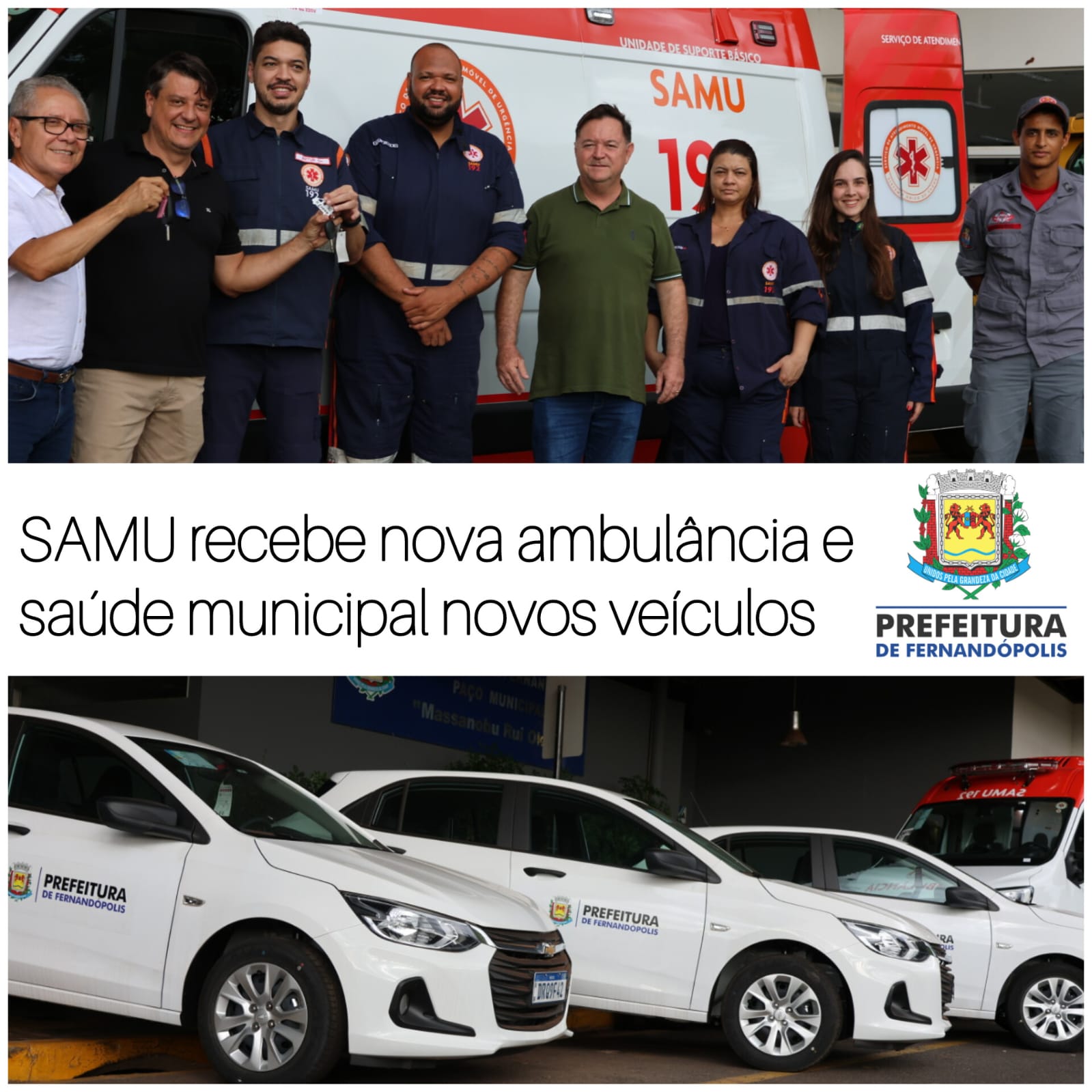 Saúde ganha ambulância para o Samu e três veículos para o “Melhor em Casa”