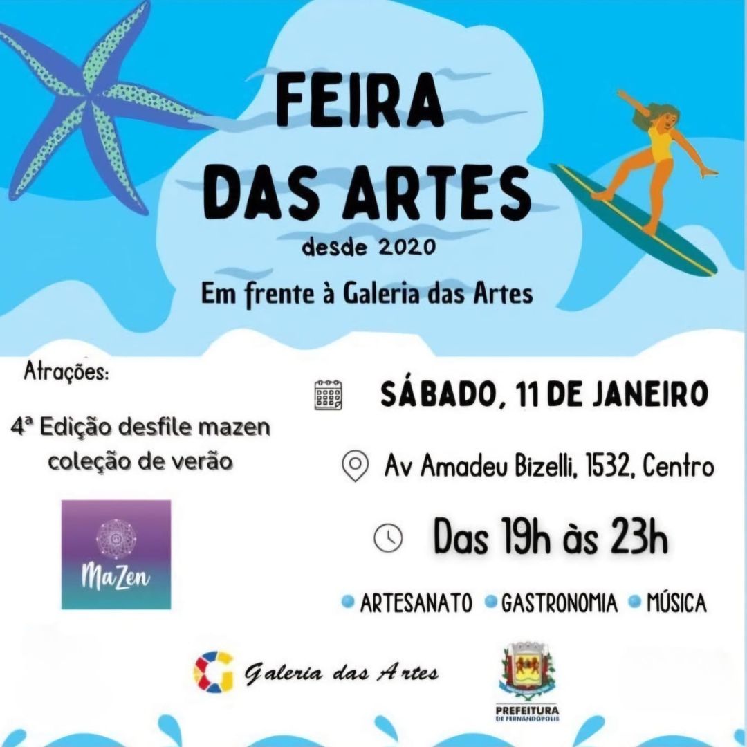 ‘Feira das Artes’ acontece neste sábado (11) na Av. Amadeu Bizelli