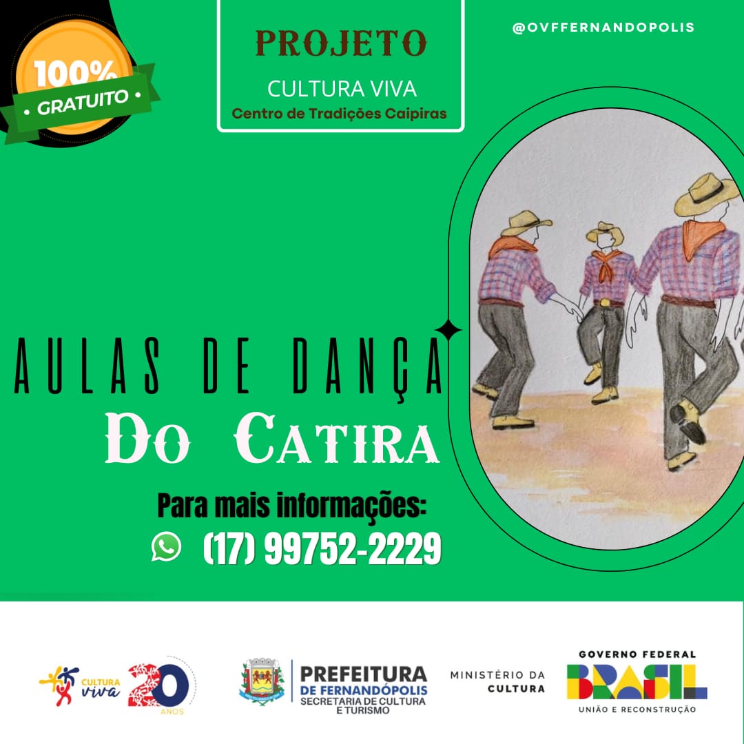 Atenção o projeto Cultura Viva trás uma novidade para 2025! Aulas de dança do Catira 100% gratuito!
