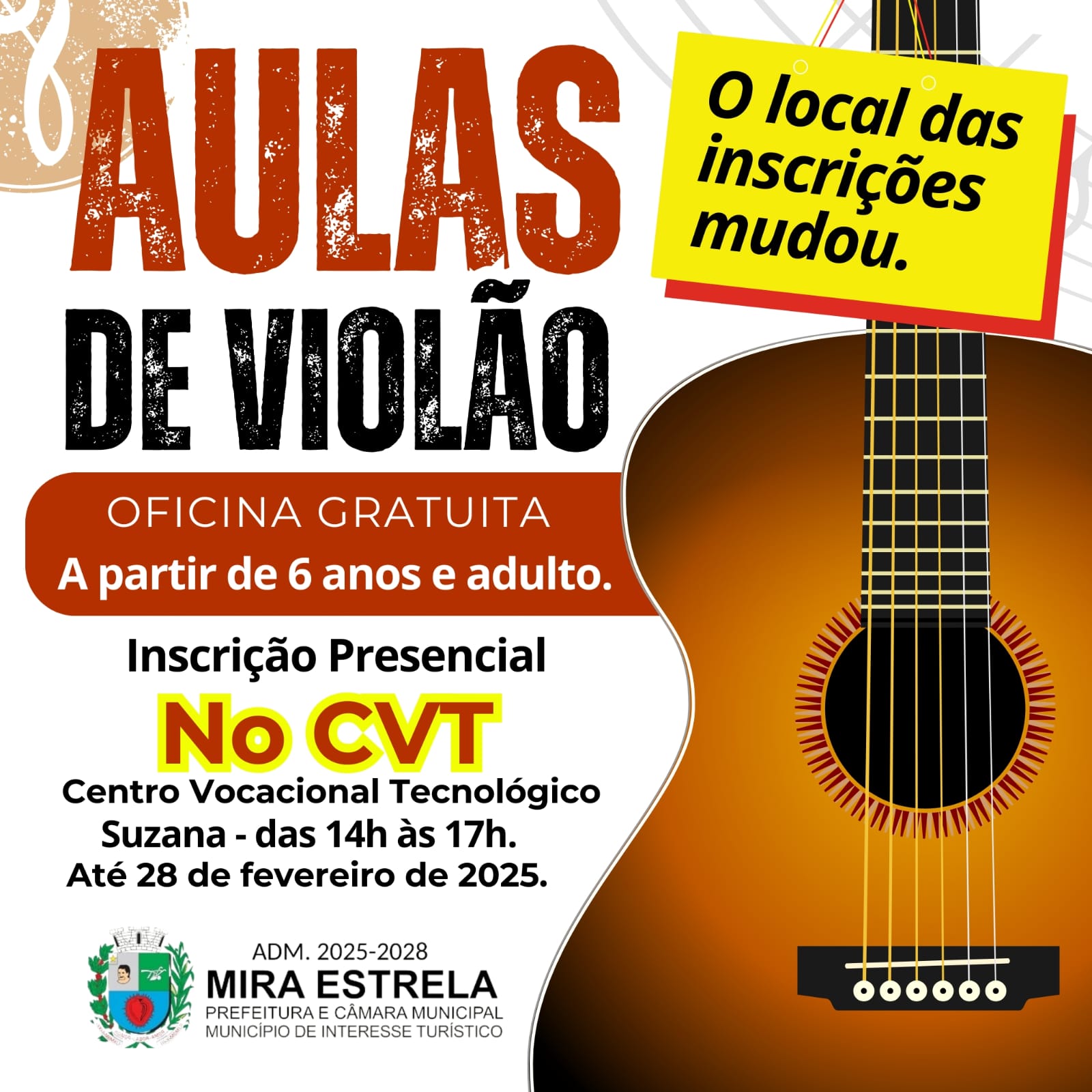 Mira Estrela abre inscrições para oficina gratuita de violão para crianças