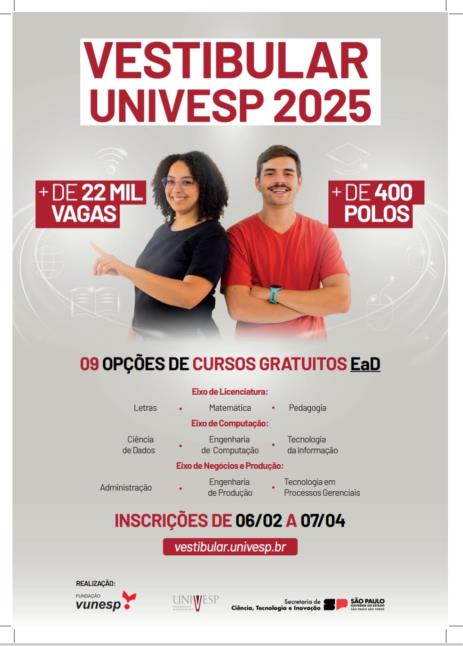 Inscrições para vestibular da Univesp terminam segunda-feira, 7