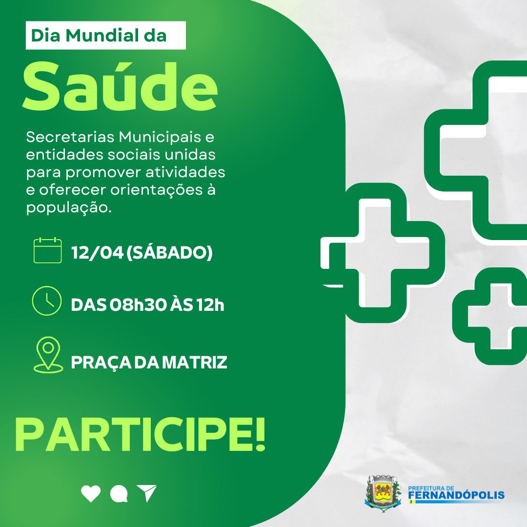 Em comemoração ao Dia Mundial da Saúde, Prefeitura realiza diversas atividades na Praça da Matriz, neste sábado (12)