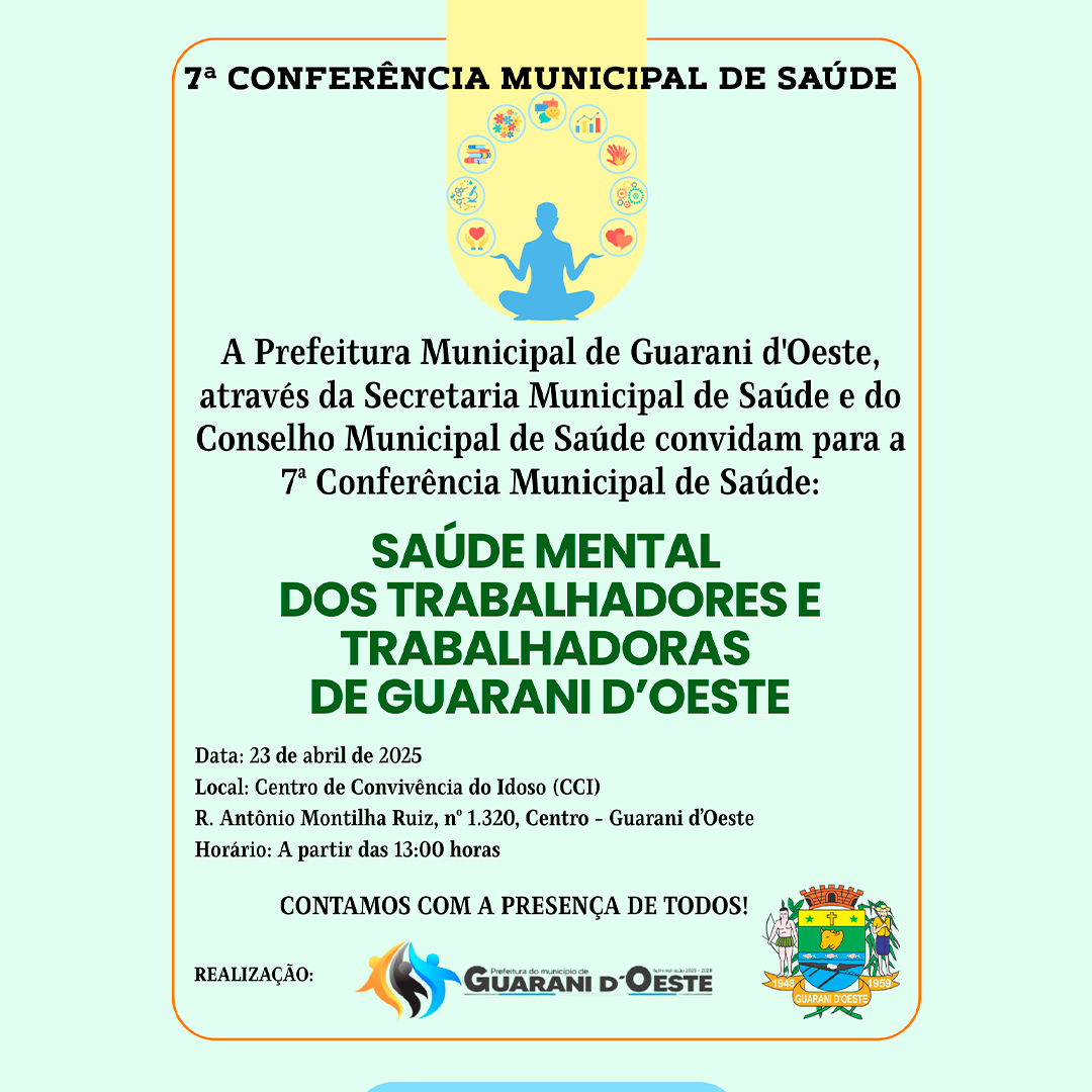 Guarani d´Oeste promove 7ª Conferência Municipal de Saúde nesta quarta-feira