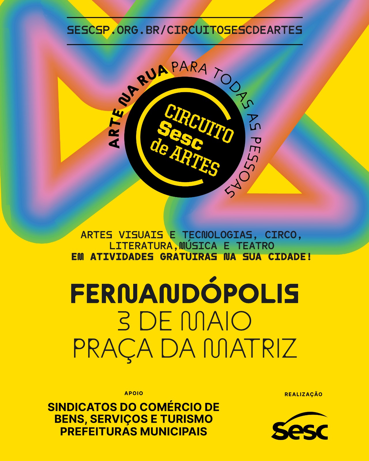 Circuito Sesc de Artes traz programação cultural gratuita Fernandópolis