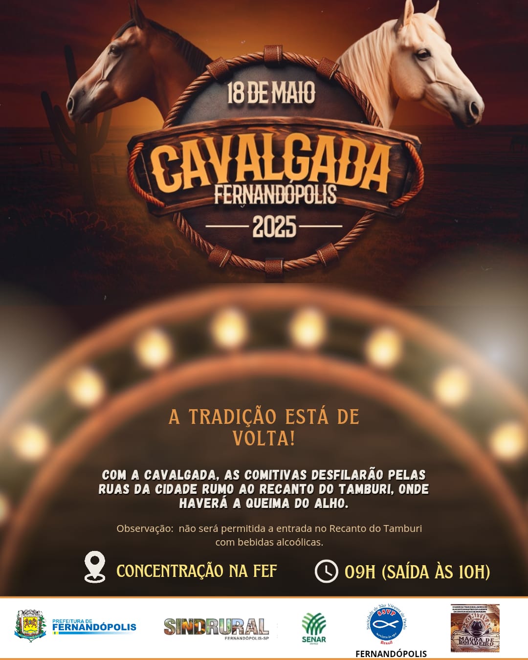 Fernandópolis realiza Cavalgada e Queima do Alho no dia 18 de maio