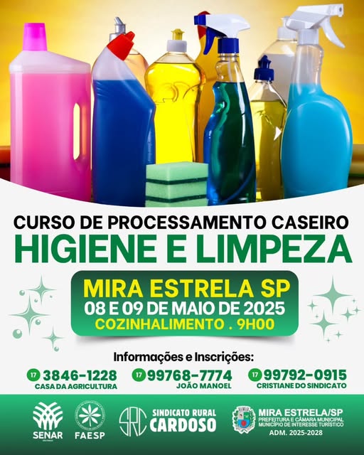 Mira Estrela oferece curso gratuito de fabricação caseira de produtos de higiene e limpeza