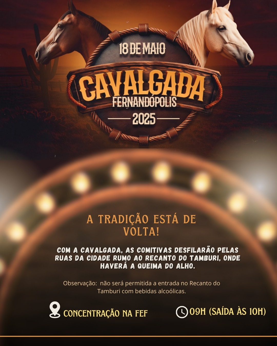Cavalgada e Queima do Alho acontecem no domingo, 18