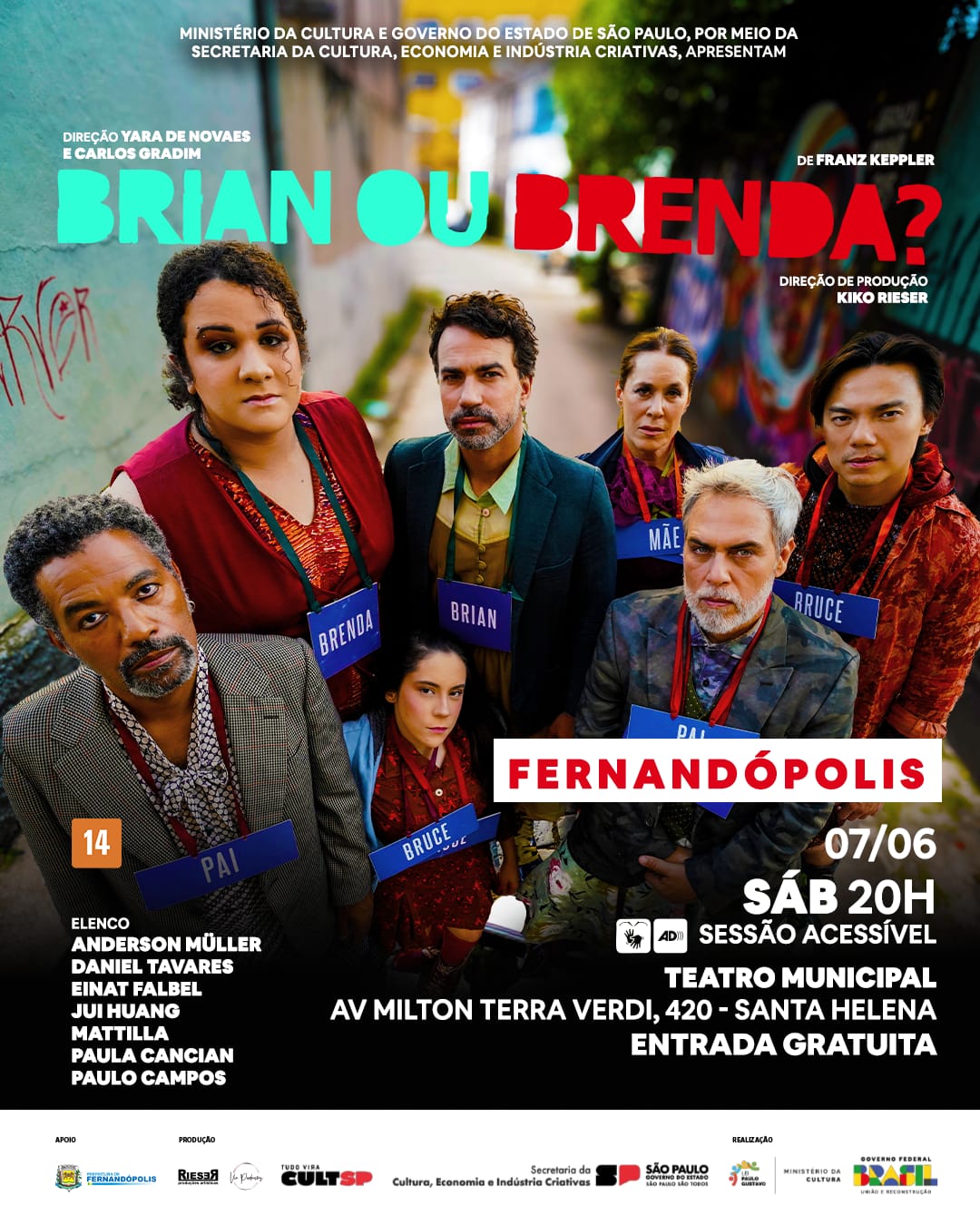 Brian ou Brenda?” é a atração do Teatro Municipal no sábado