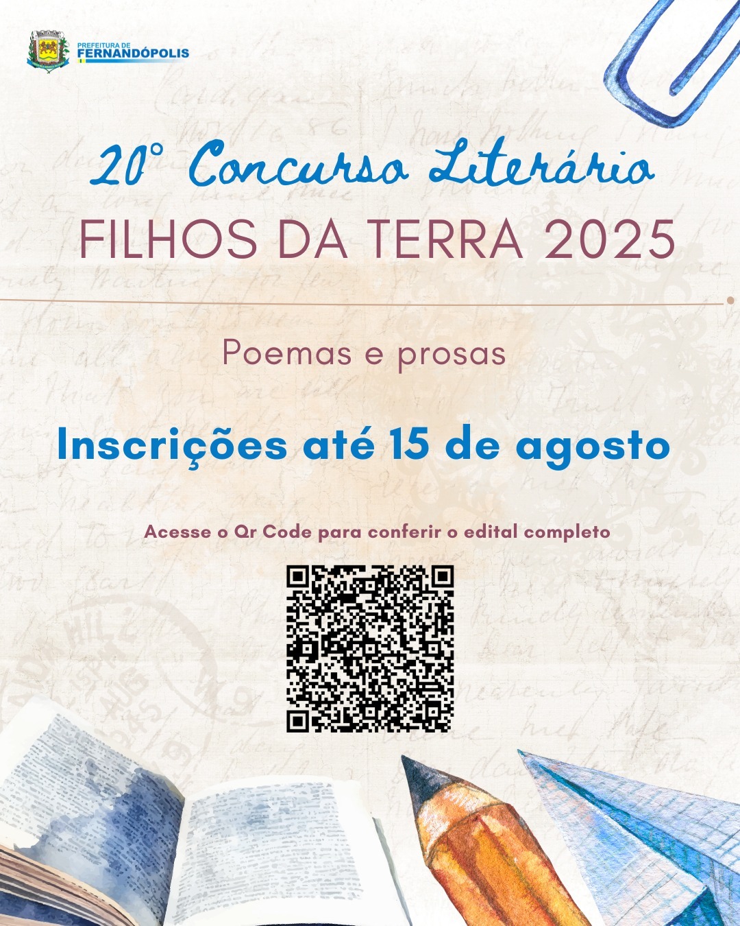 20º Concurso Literário Filhos da Terra está com inscrições abertas até 15 de agosto