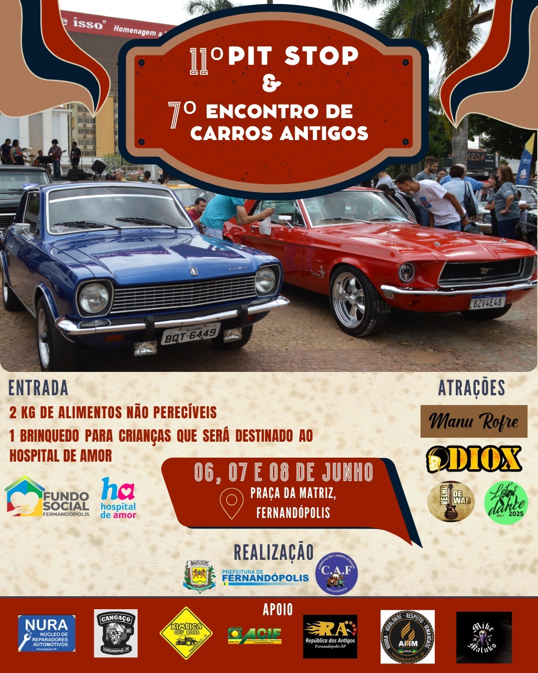 Final de semana tem “11° Pit Stop” e Encontro de carros antigos