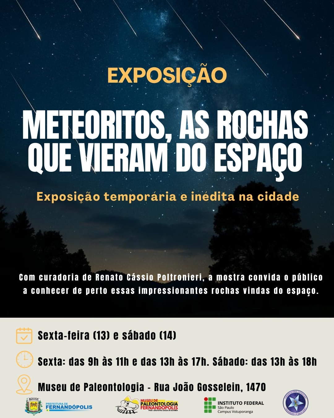 Museu de Paleontologia recebe exposição inédita sobre meteoritos nesta sexta e sábado