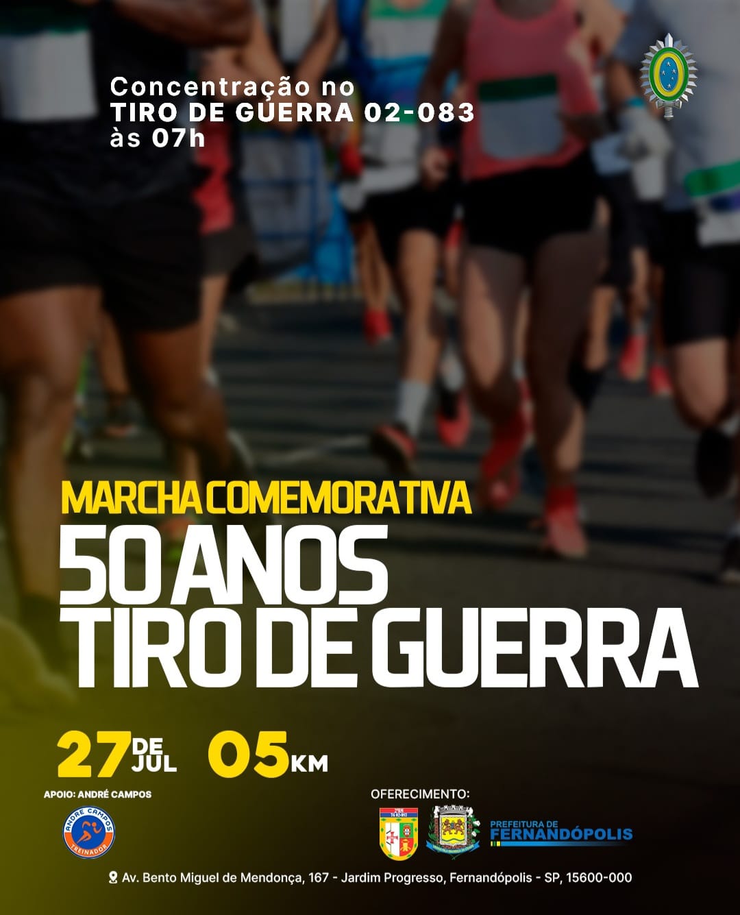 Tiro de Guerra de Fernandópolis completa 50 anos e realiza marcha aberta à comunidade