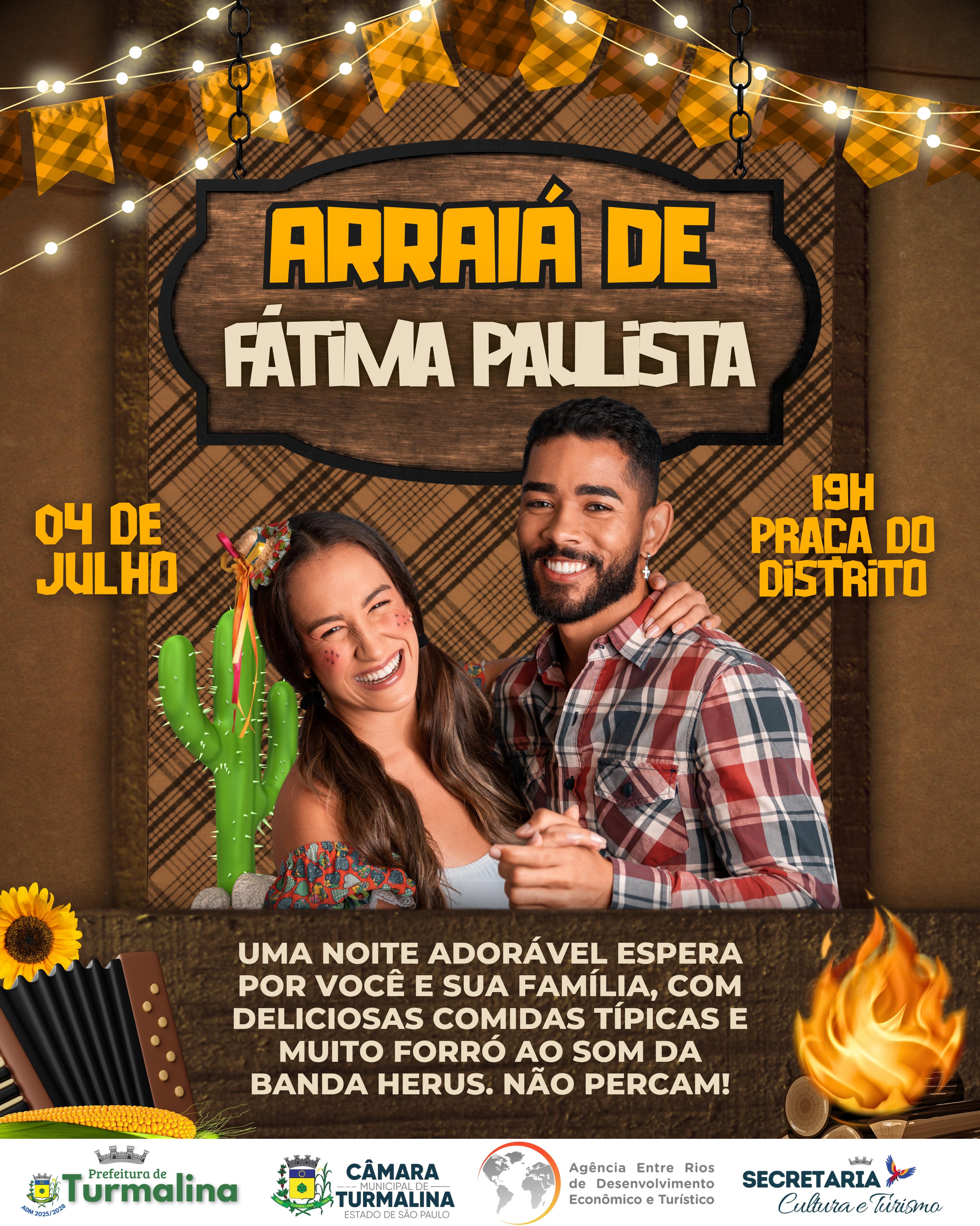 Arraiá de Fátima Paulista promete animar a noite desta sexta-feira com muito forró e comidas típicas!
