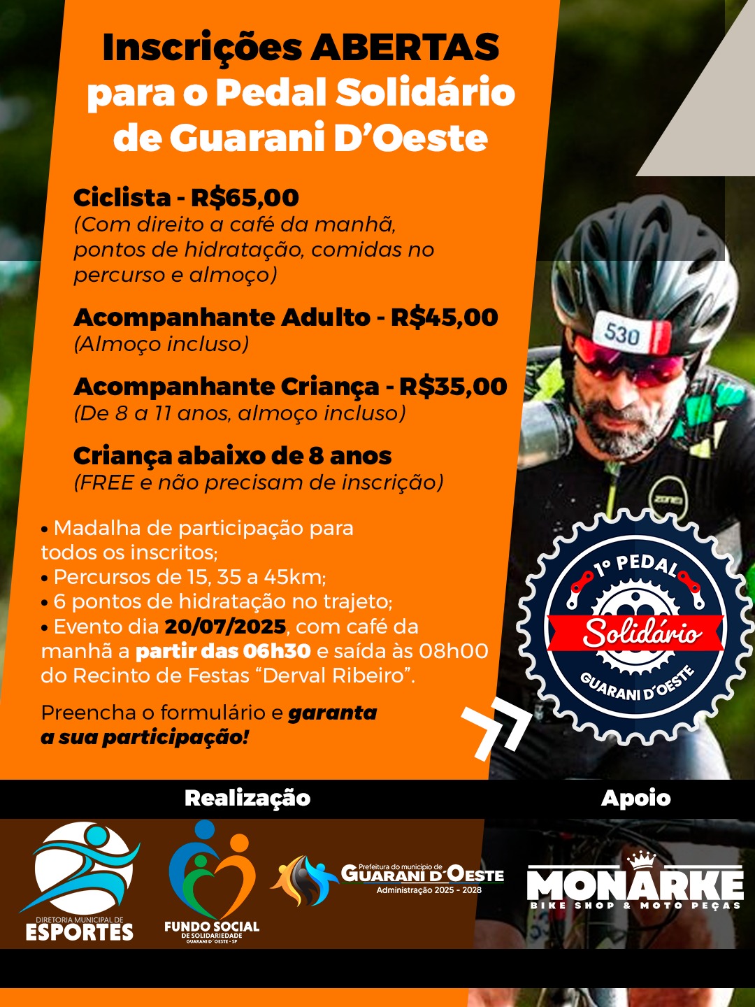 Vem aí o 1º Pedal Solidário de Guarani d’Oeste!