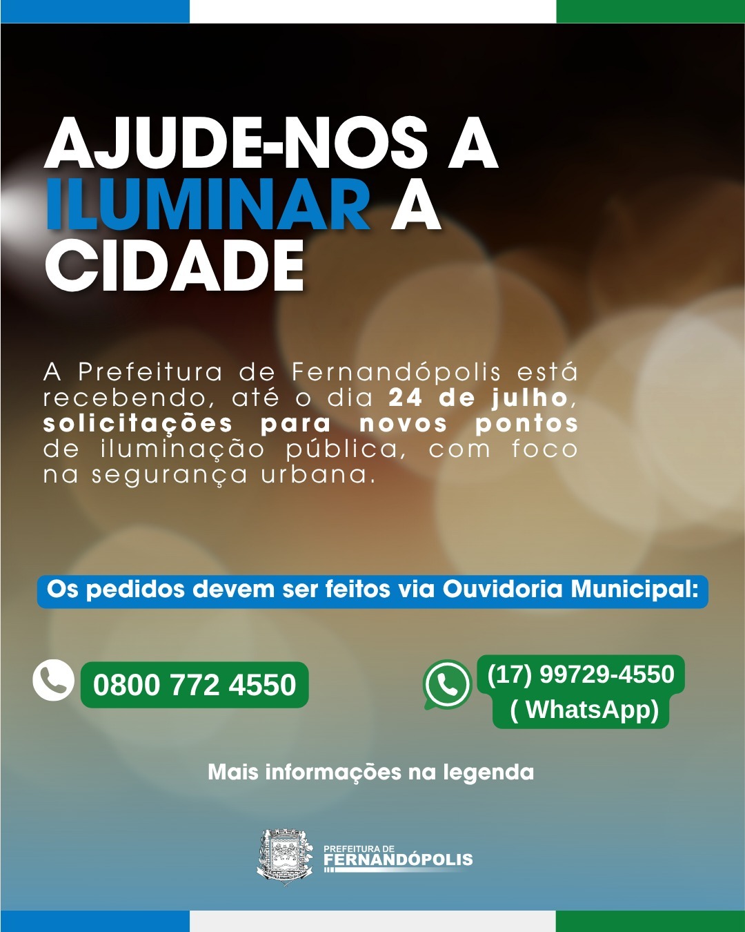 Prefeitura de Fernandópolis irá instalar novos pontos de iluminação na cidade