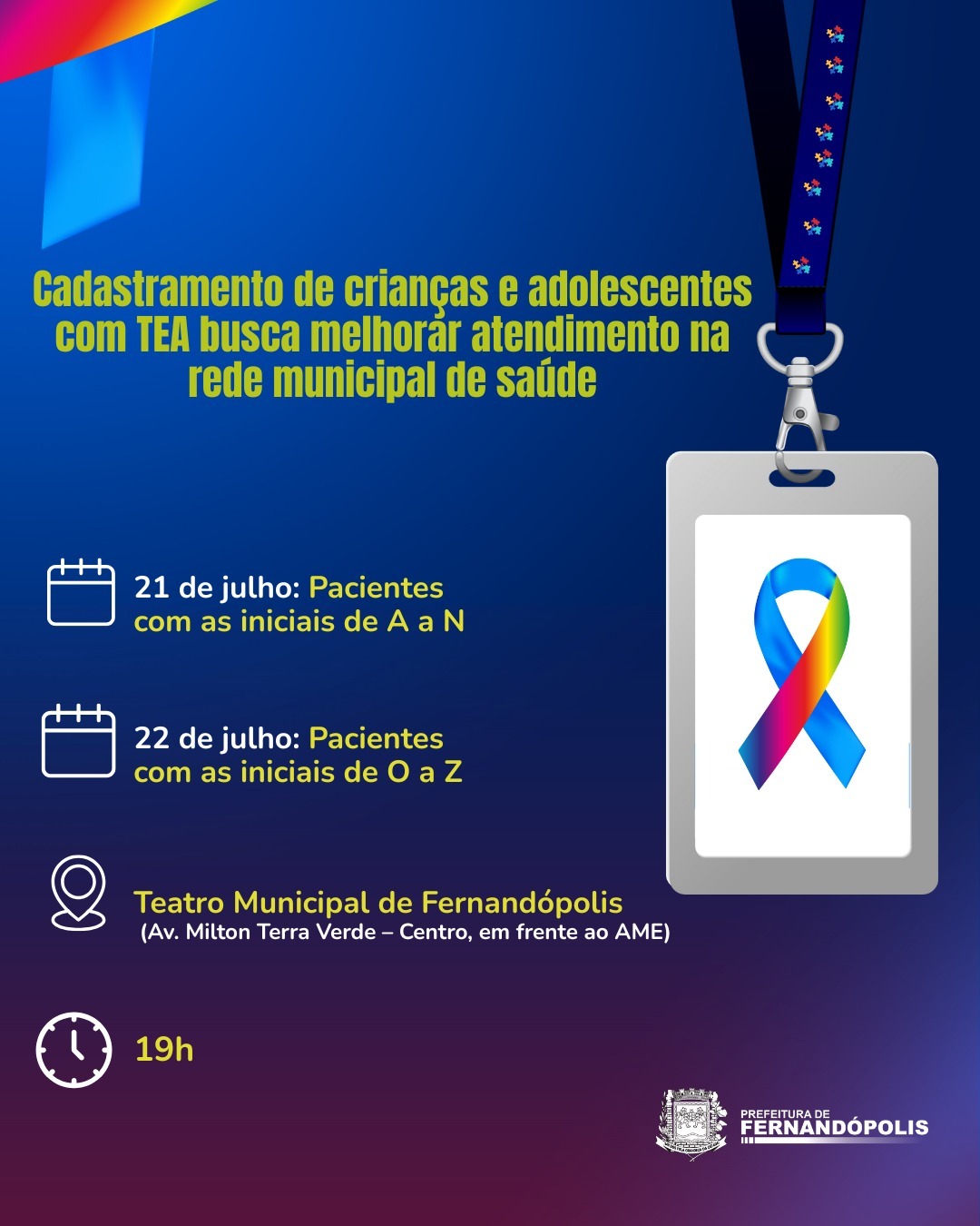 Cadastramento de crianças e adolescentes com TEA busca melhorar atendimento na rede municipal de saúde