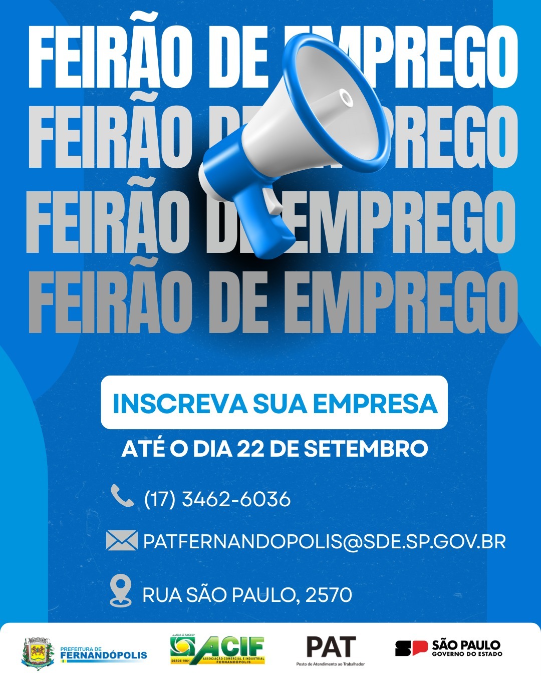 PAT anuncia novos postos de trabalho em Fernandópolis