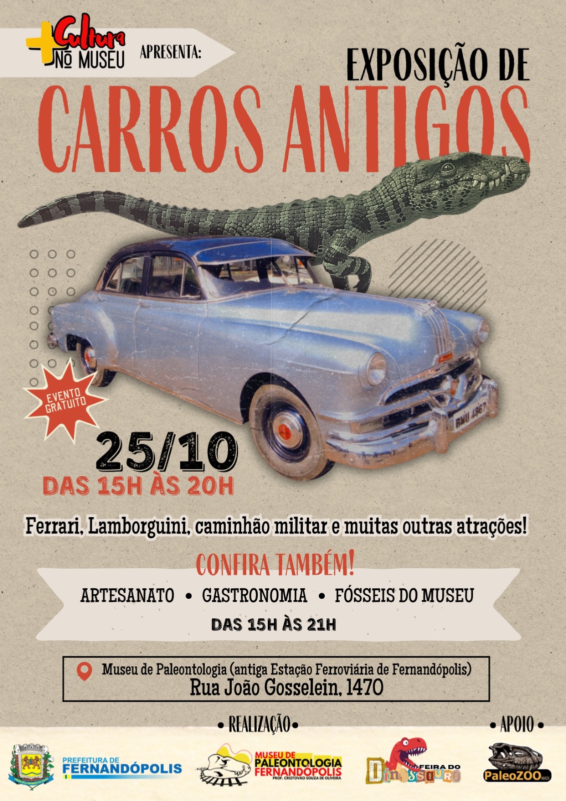 Museu de Paleontologia recebe “Exposição de Carros Antigos”
