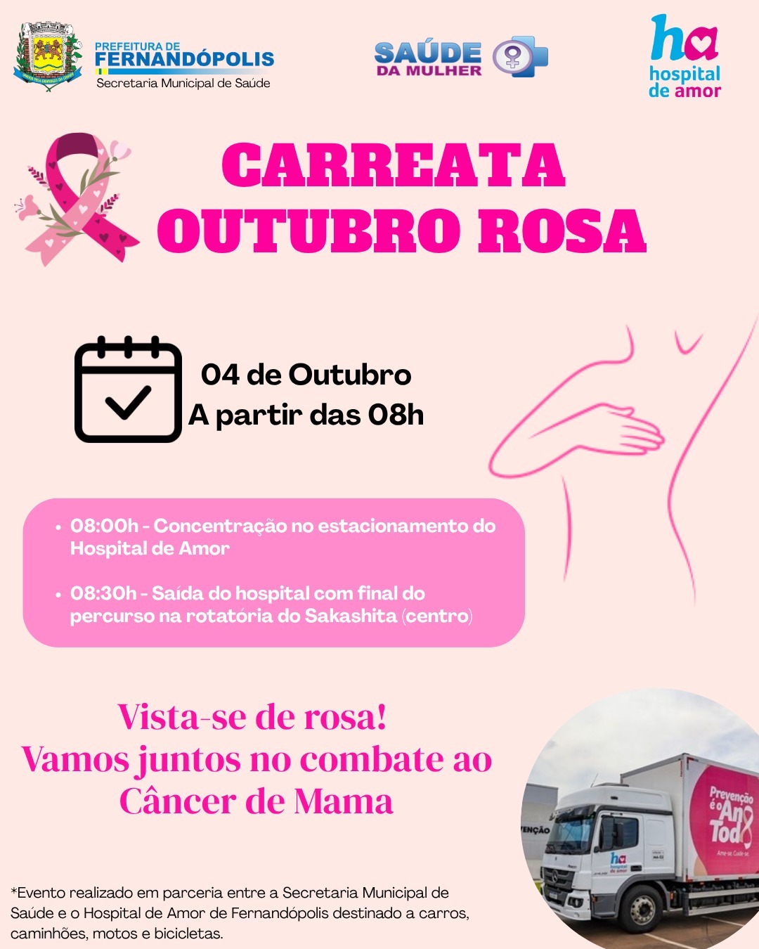 Fernandópolis promove ações de cuidado à saúde da mulher no Outubro Rosa