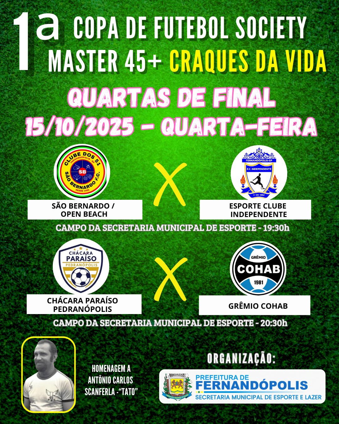Copa “Craques da Vida” tem rodada dupla nesta quarta-feira