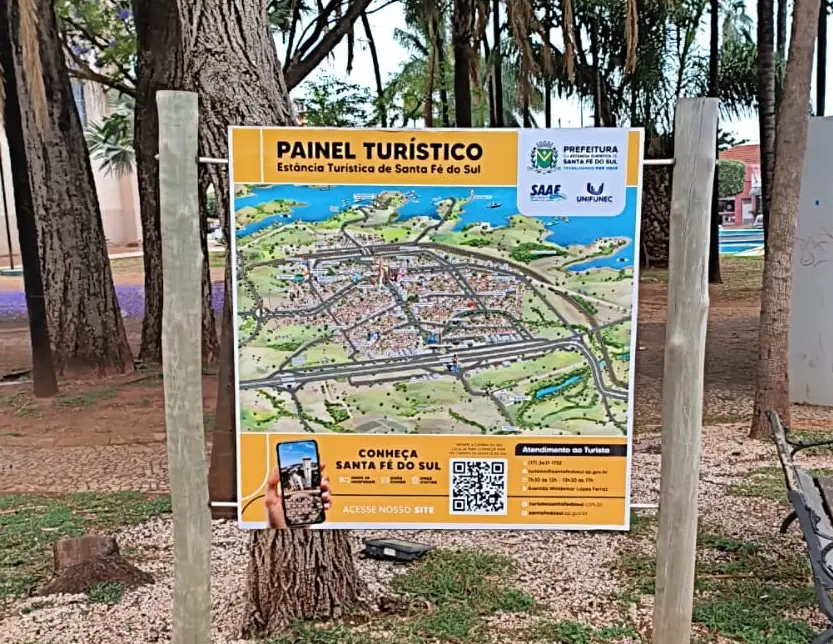 Novos painéis turísticos ampliam a visibilidade e a orientação dos visitantes em Santa Fé do Sul