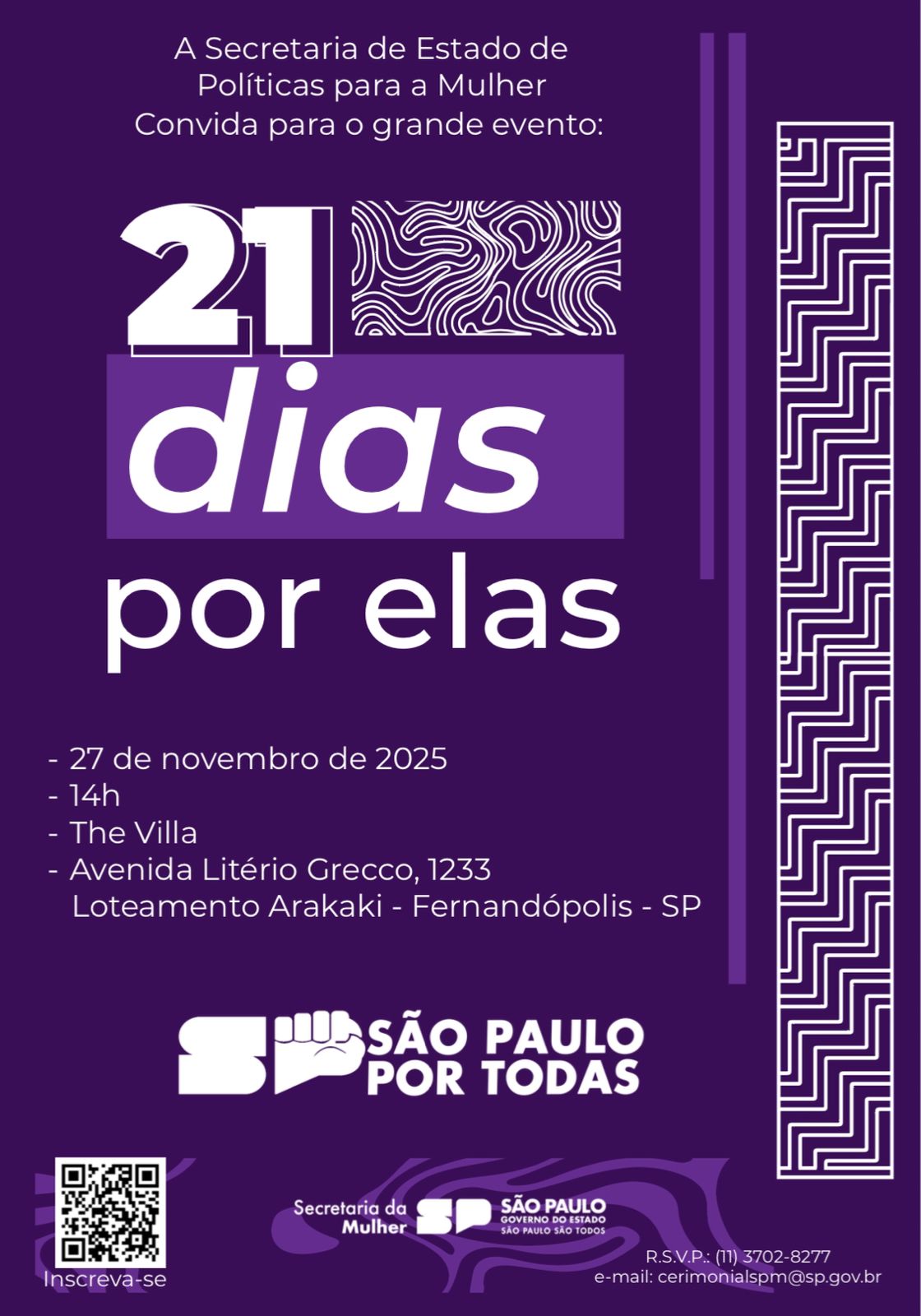 Fernandópolis sediará evento “21 Dias de Ativismo pelo Fim da Violência contra as Mulheres”