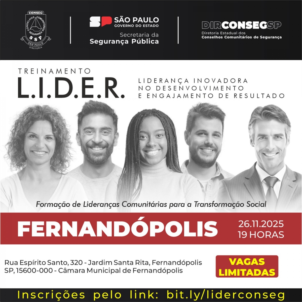 Fernandópolis recebe Treinamento L.I.D.E.R para fortalecer lideranças comunitárias e segurança pública