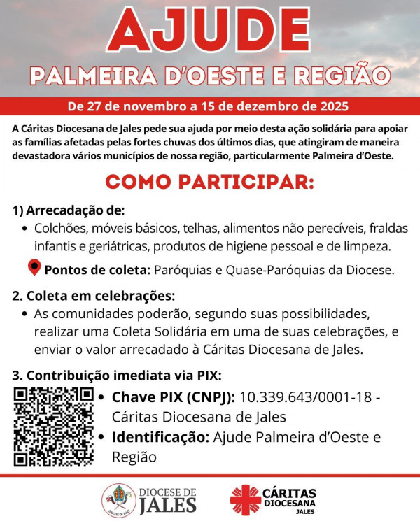 Cáritas de Jales lança campanha solidária para ajudar Palmeira D’Oeste após destruição por temporal