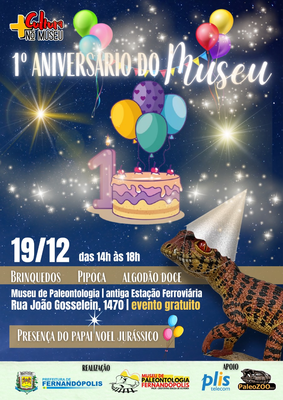 Museu de Paleontologia comemora primeiro aniversário com festa 