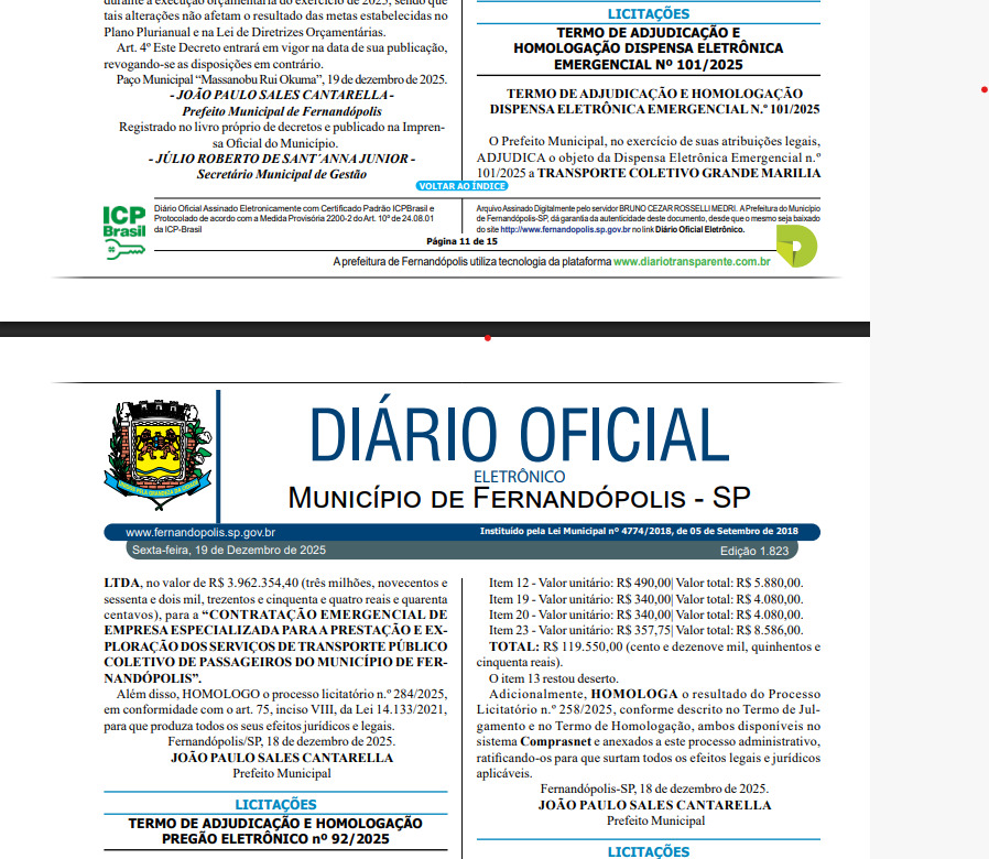 Prefeitura faz contratação emergencial de empresa de transporte público
