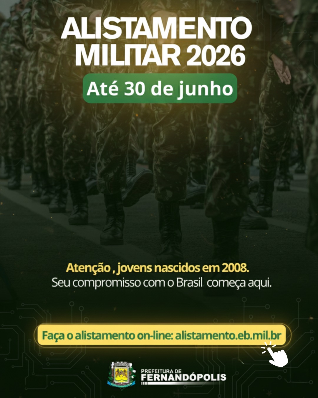 SERVIÇO MILITAR OBRIGATÓRIO  - Alistamento dos nascidos em 2008 segue até 30 de junho