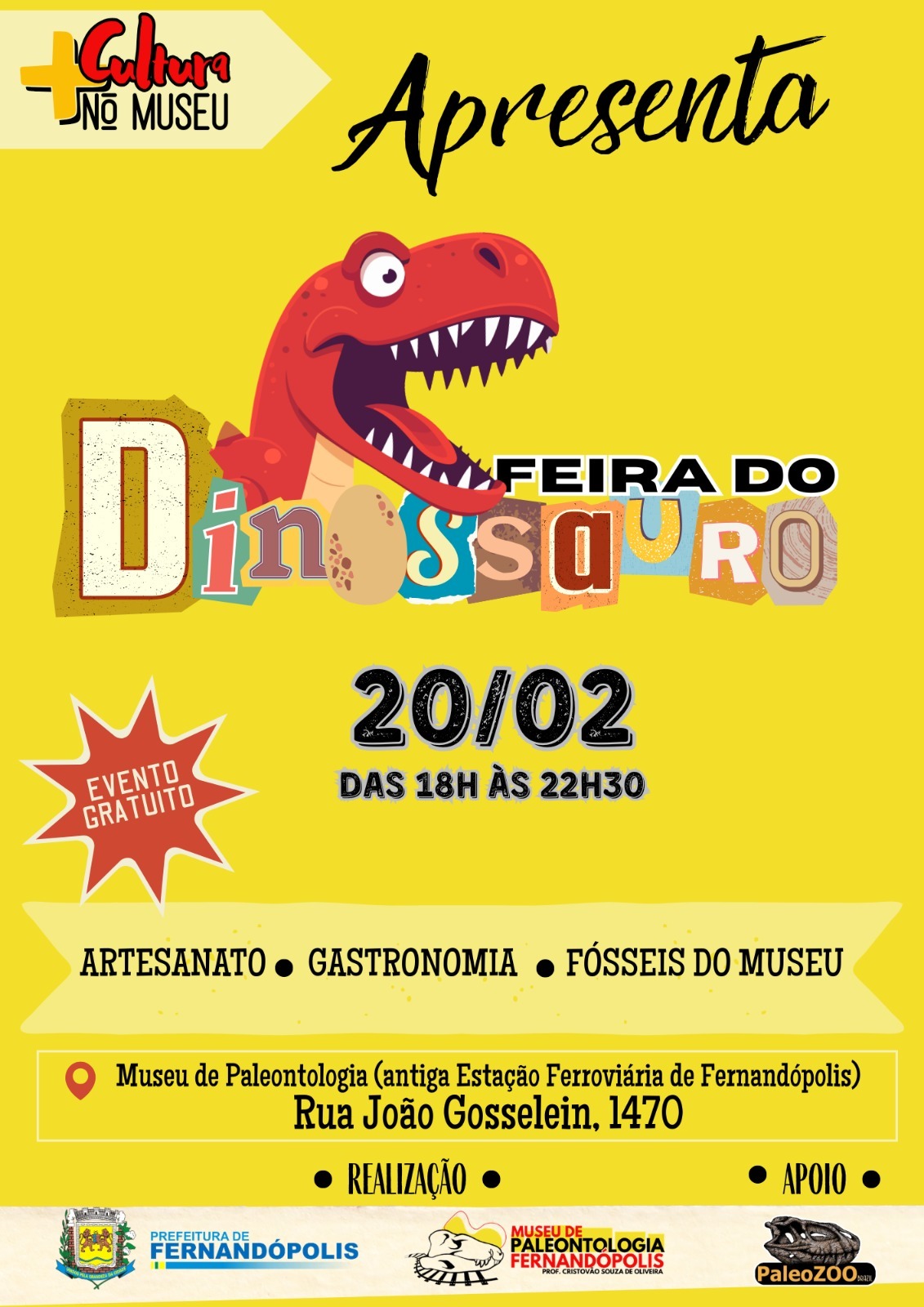 Feira do Dinossauro acontece nesta sexta-feira (20)