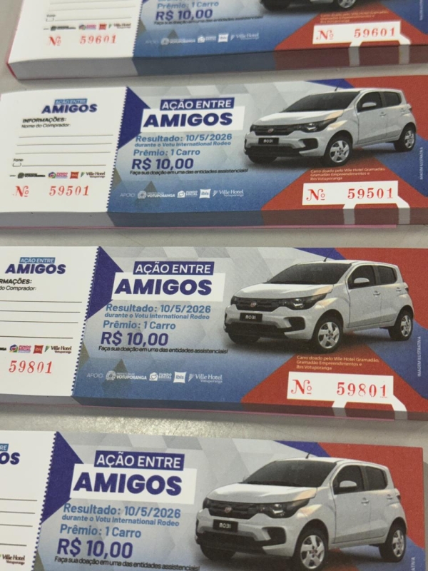 Cupons para sorteio de carro zero quilômetro da Ação entre Amigos já estão disponíveis nas entidades de Votuporanga