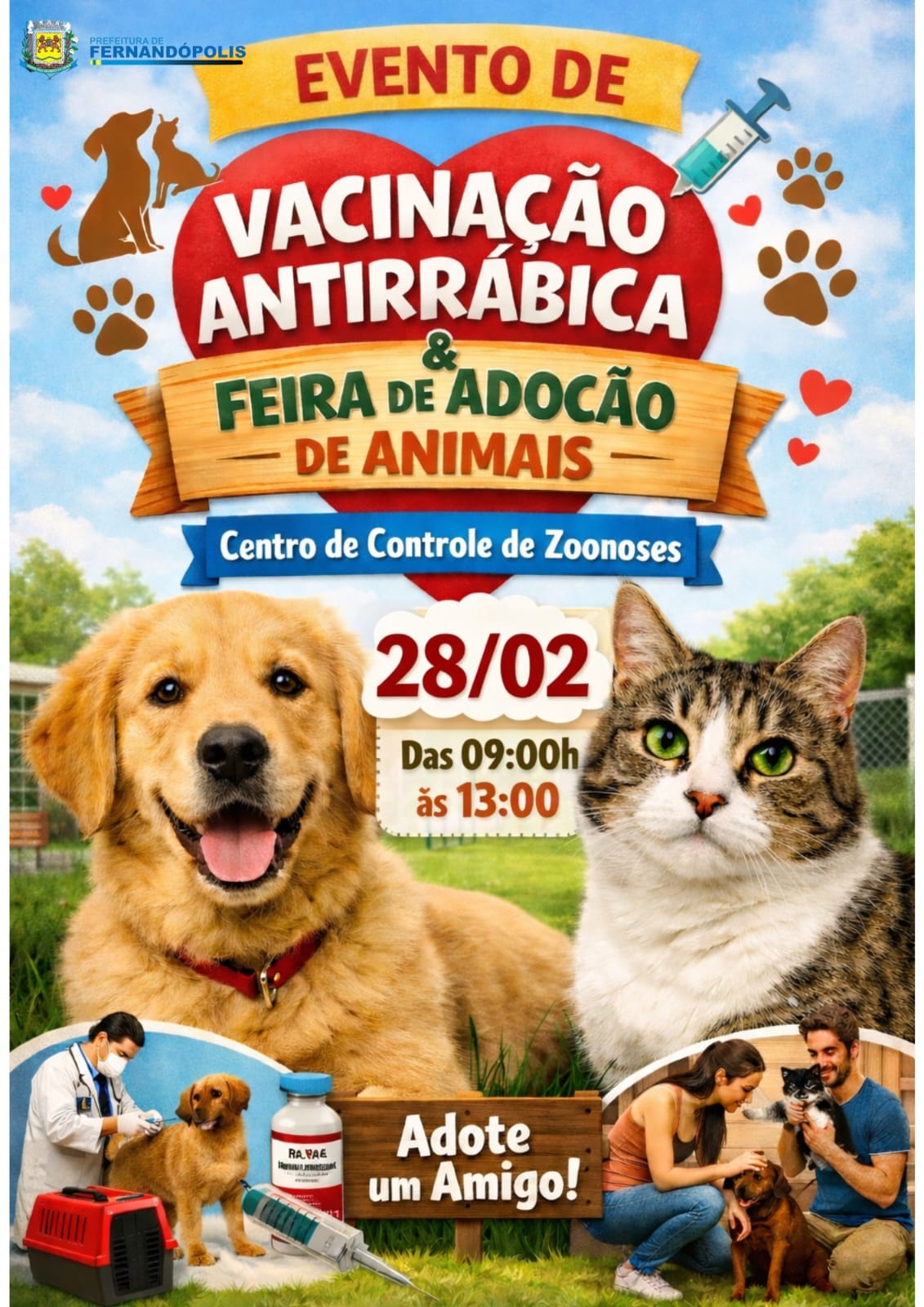 Centro de Zoonoses promoverá vacinação e adoção de animais no sábado