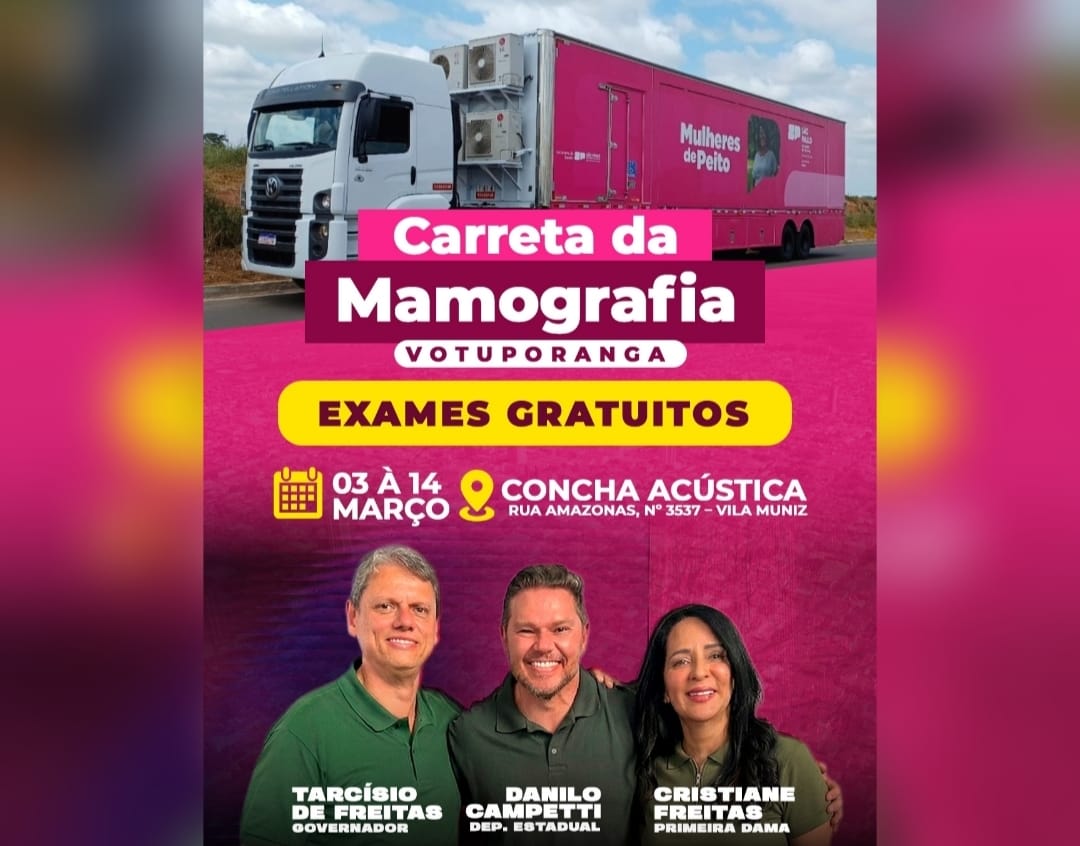 Com apoio de Campetti, Carreta da Mamografia chega a Votuporanga para exames gratuitos em março
