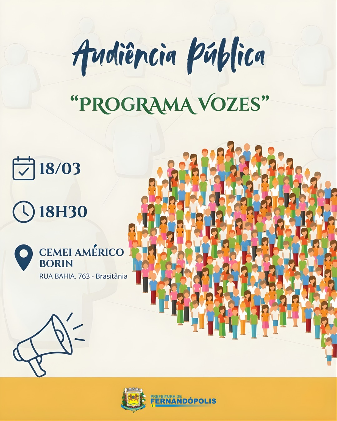 Primeira audiência do Programa Vozes acontece nesta quarta-feira, 18