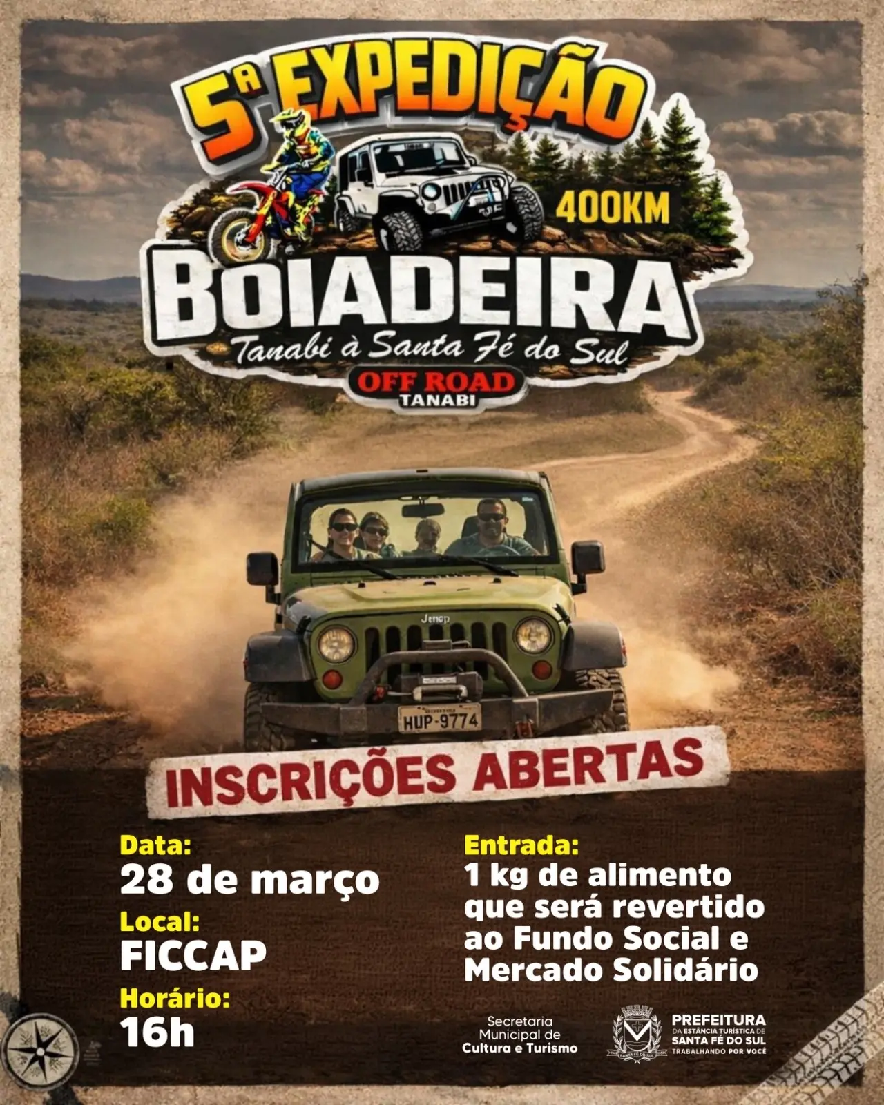 5ª Expedição Off Road promete adrenalina, turismo e solidariedade no próximo sábado em Santa Fé do Sul