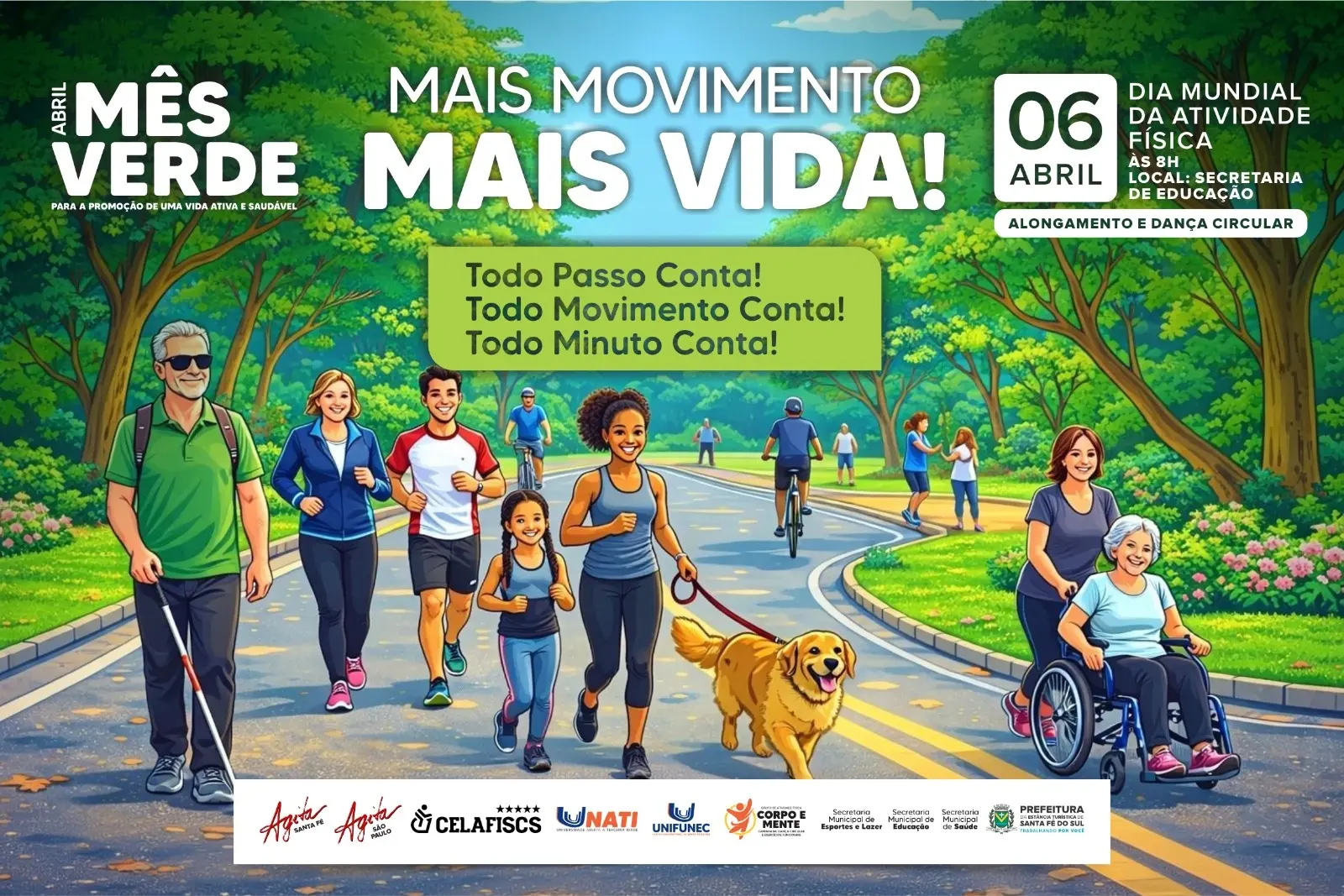 Santa Fé do Sul promove ação especial pelo Dia Mundial da Atividade Física e Dia Mundial da Saúde durante o Mês Verde