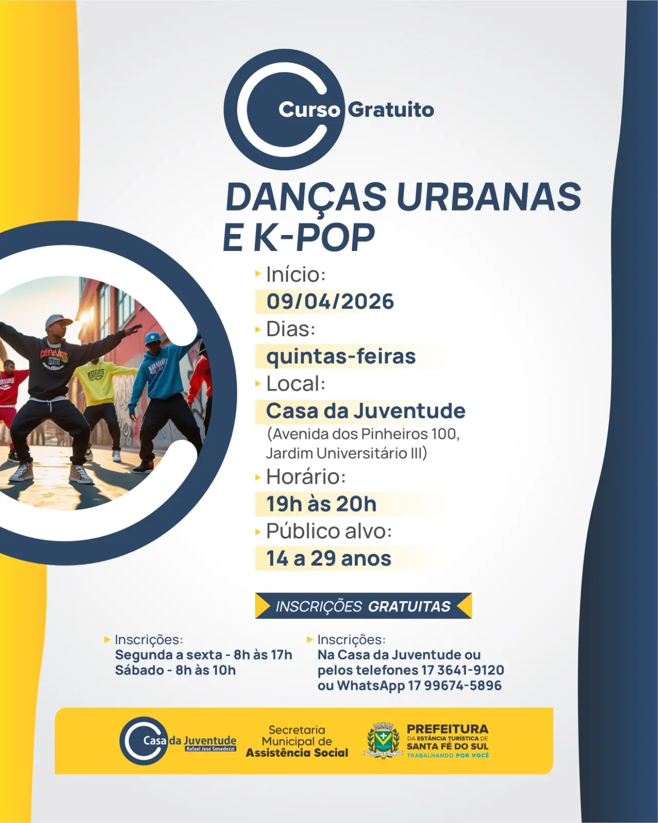 Casa da Juventude retoma aulas de Danças Urbanas e K-Pop com novas vagas abertas