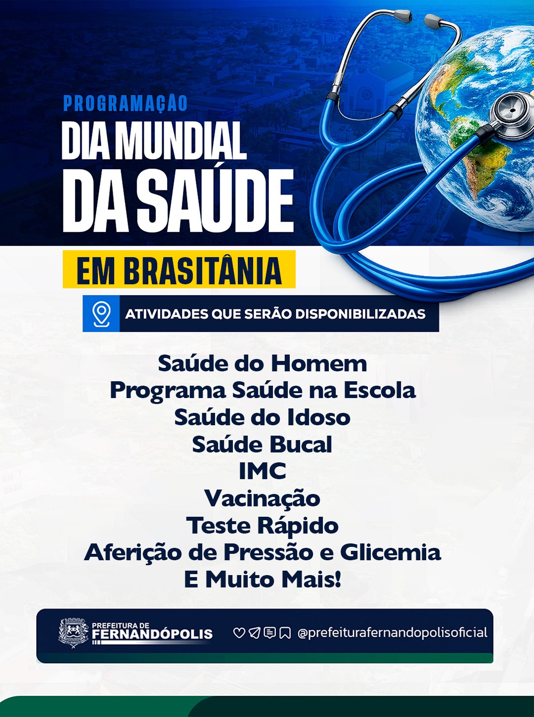 Brasitânia recebe ação do Dia Mundial da Saúde nesta quarta-feira (15)